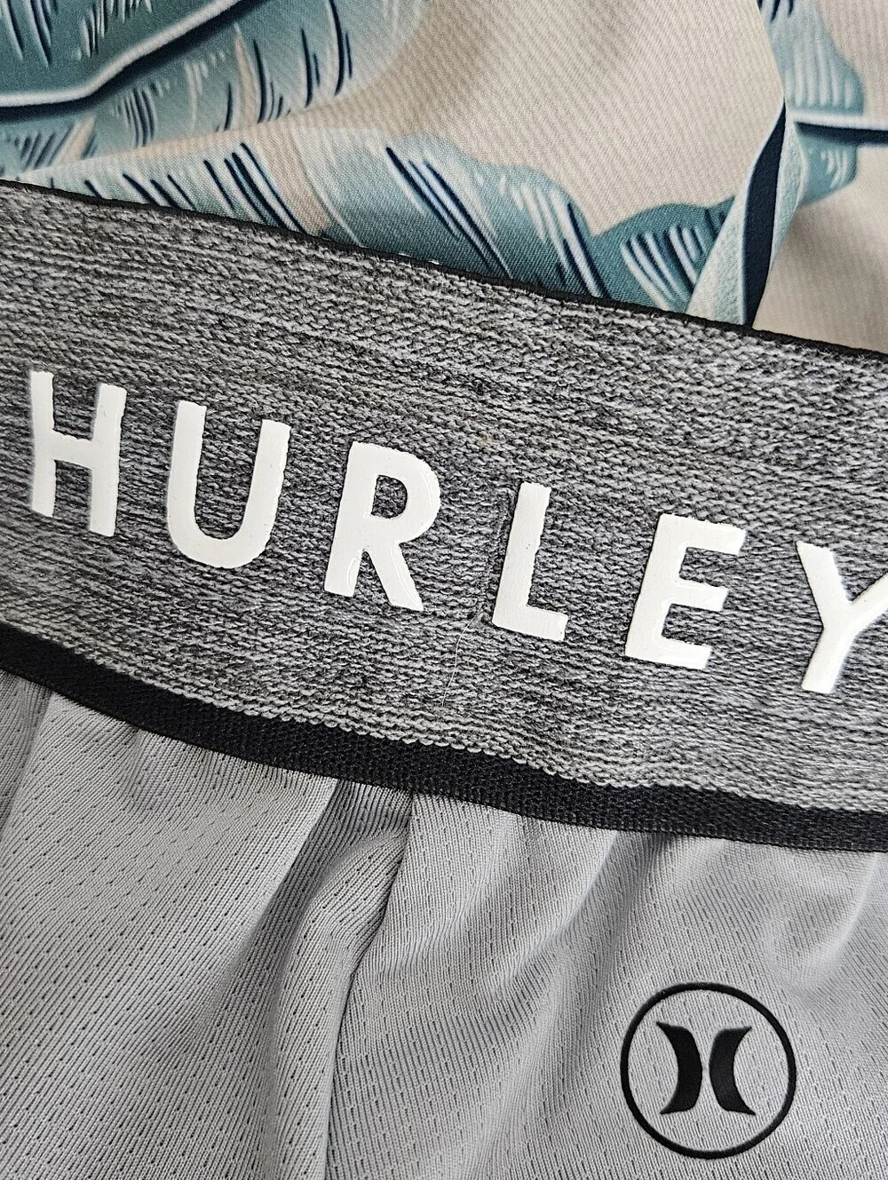 Hurley Swim Trunks Beige Tropical Leaf Drawstring Lined Board Shorts Mens 2XL